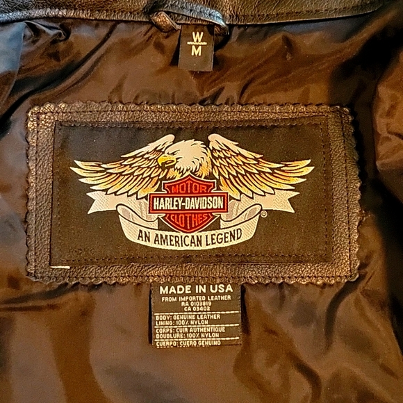 Harley Davidson Black Leather Embroidered Jacket Size Medium - Picture 6 of 6